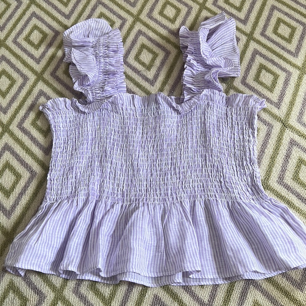 Lavender Ruffle Smocked Top - Picture 2 of 4